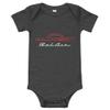 1957 Chevy Bel Air Red Outline American Classic Collector Car 57 Belair Baby Onesie Short Sleeve one Piece view 1