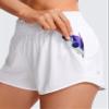 CRZ YOGA High Waisted Running Shorts for Women 2.5" - Mesh Liner Quick Dry for Workout Sport Athletic with Zipper Pocket White Medium view 3