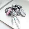 Dreamcatcher Evil Eye Keychain Good Luck Charms Protection Evil Eye Ornament for Car Key Ring (Cherry Quartz) view 3