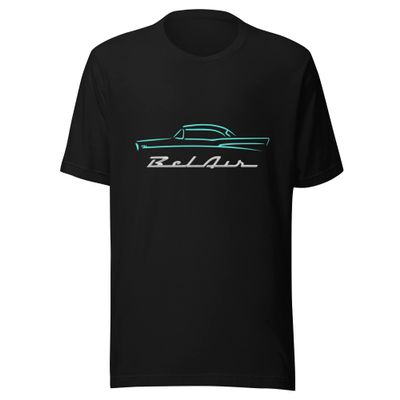1957 Chevy Bel Air Turquoise Outline American Classic Collector Car 57 Belair T-Shirt