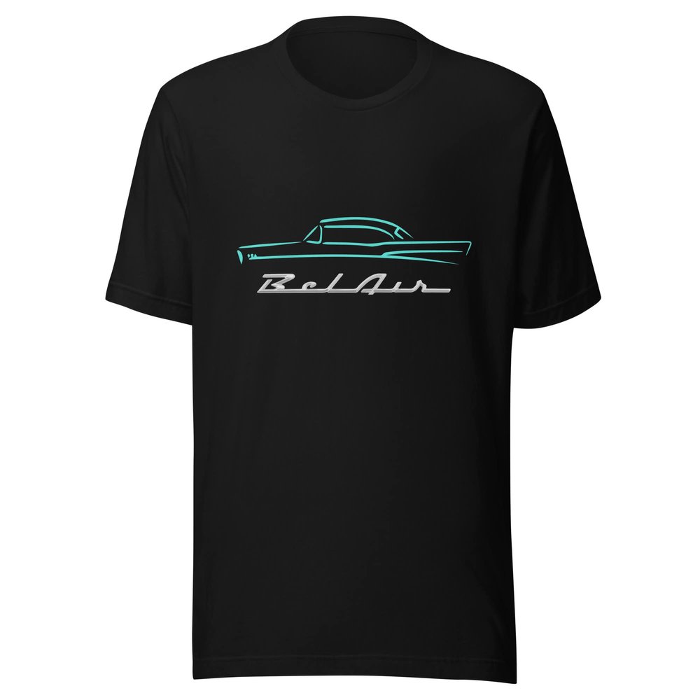1957 Chevy Bel Air Turquoise Outline American Classic Collector Car 57 Belair T-Shirt