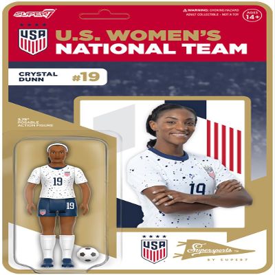 Super7 USWNT Soccer Crystal Dunn - 3.75" U.S. Women's National Team Action Figure with Soccer Ball Accessory Sports Collectibles and Retro Toys