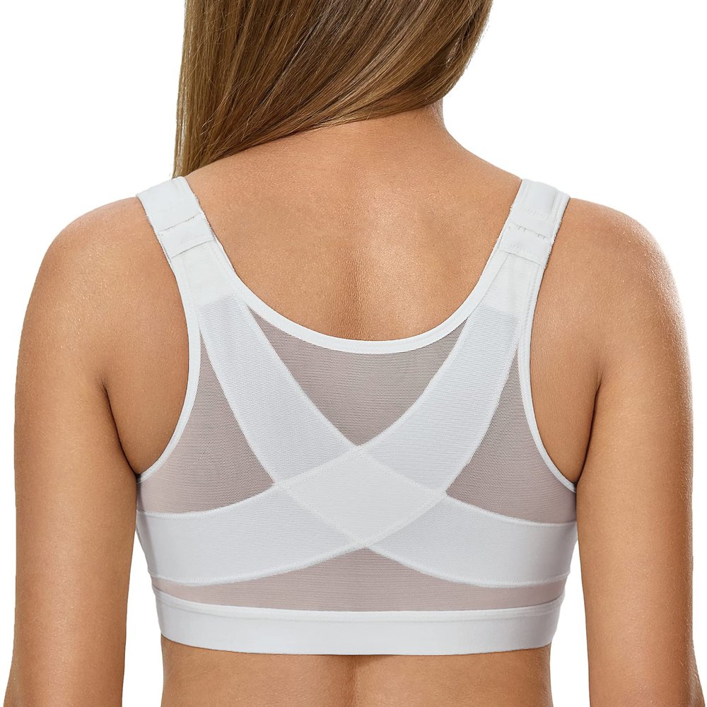 DELIMIRA Women's Front Closure Posture Wireless Back Support Full Coverage Bra French Gray 44E