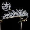 Small Wedding Tiara Cubic Zirconia Princess Quince Crown Floral Bridal Headpiece CZ Birthday Party Sweet 16 Tiaras Para 15 Aos Quinceaeras (Silver) view 4