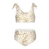 Aflyko Girls' Swimwear Gold Silver Leopard Print 2-Piece Bikini Set Summer Swimsuit Holiday Bathing Suit Hawaii Beachwear Water Sport Tankini Set 4T view 1