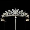 Small Wedding Tiara Cubic Zirconia Princess Quince Crown Floral Bridal Headpiece CZ Birthday Party Sweet 16 Tiaras Para 15 Aos Quinceaeras (Gold) view 1