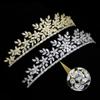 Small Wedding Tiara Cubic Zirconia Princess Quince Crown Floral Bridal Headpiece CZ Birthday Party Sweet 16 Tiaras Para 15 Aos Quinceaeras (Gold) view 4