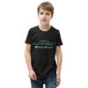 1957 Chevy Bel Air Turquoise Outline American Classic Collector Car 57 Belair Youth Short Sleeve T-Shirt view 1