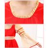 Girls Russian Traditional Dance Dress Puff Sleeve Swing Ethnic Performance Outfit Red view 4