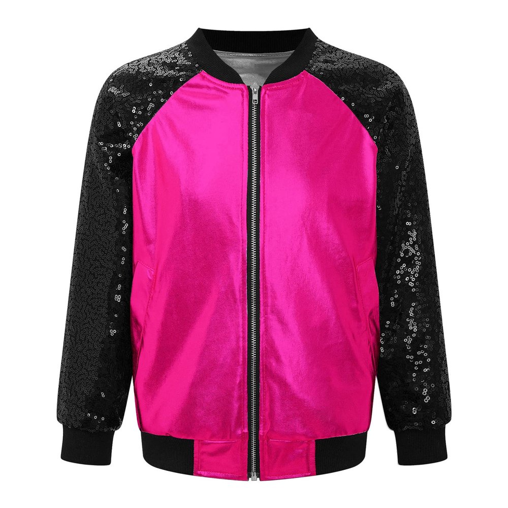 JanJean Kids Boys Varsity Jacket Letterman Jacket Baseball Jacket Long Sleeve Button Down Casual Outwear School Wear Hot Pink 8 Years