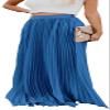 ebossy Women's High Waist Flowy Pleated Chiffon Maxi Skirt (Medium, Blue) view 1
