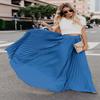 ebossy Women's High Waist Flowy Pleated Chiffon Maxi Skirt (Medium, Blue) view 4