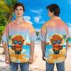 V-DECORPARKS Highland Cattle Hawaiian Shirts for Men - Drink Coffee Mens Hawaiian Button Down Short Sleeve Shirts Set 25 Size M view 2