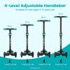 TONBUX Kids Scooter for Age 3-12, Toddler Scooter with 4 Adjustable Heights, Light Up 3-Wheels Scooters, Shock Absorption Design, Lean to Steer, Balance Training Scooters for Kids view 2