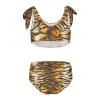 Aflyko Girls' Swimwear Tiger Skin Fur 2-Piece Bikini Set Beachwear 3-10T view 2