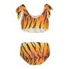 Aflyko Girls' Swimwear Tiger Skin 2-Piece Bikini Set Summer Swimsuit Vacation Bathing Suit Hawaii Beachwear Water Sport Tankini Set 9-10T view 2