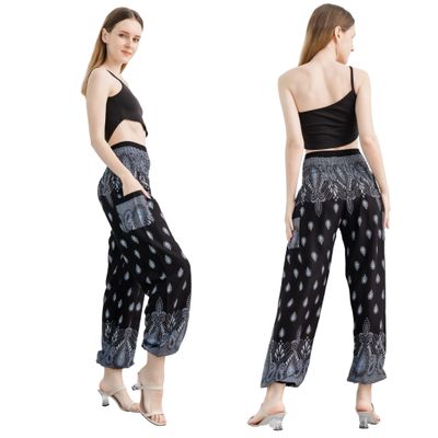 Boho Pants 2-Pocket Flowy Harem Pants Women for Yoga Travel Hippie Clothes