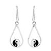AeraVida Glamorous Yin and Yang Centered Teardrop.925 Sterling Silver Dangle Earrings | YinYang Sterling Silver Dangle Earring for women | YinYang Symbol Dangle Earrings view 1