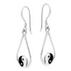 AeraVida Glamorous Yin and Yang Centered Teardrop.925 Sterling Silver Dangle Earrings | YinYang Sterling Silver Dangle Earring for women | YinYang Symbol Dangle Earrings view 2