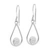 AeraVida Glamorous Yin and Yang Centered Teardrop.925 Sterling Silver Dangle Earrings | YinYang Sterling Silver Dangle Earring for women | YinYang Symbol Dangle Earrings view 3