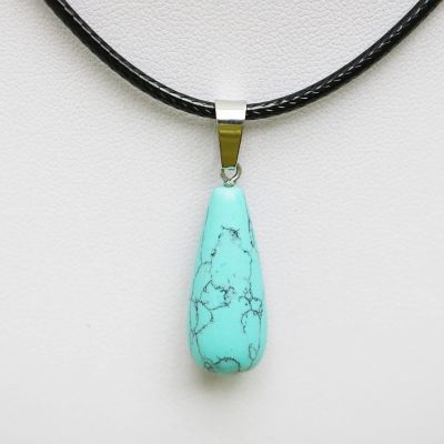 1 Piece Charming Natural Quartz Stone Drop Pendant Necklace Crystal Agate,Blue Turquoise
