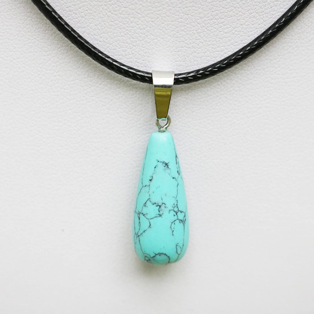1 Piece Charming Natural Quartz Stone Drop Pendant Necklace Crystal Agate,Blue Turquoise