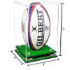 Better Display Cases Acrylic Rugby Ball Display Case Vertical with Clear Case, Pink Risers, Turf Base 8" x 8" x 12" (A060/B42) view 2