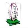 Better Display Cases Acrylic Rugby Ball Display Case Vertical with Clear Case, Light Blue Risers, Turf Base 8" x 8" x 12" (A060/B42) view 1