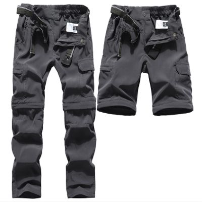 DAFENGEA Kids Hiking Cargo Pants Convertible Zip Off,Grey,10Y-12Y