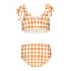 Aflyko Girls' Swimwear Gingham Plaid Cute Orange 2-Piece Bikini Set Summer Swimsuit Holiday Bathing Suit Hawaii Beachwear Water Sport Tankini Set 7-8T view 2