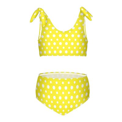 Aflyko Girls' Swimwear Yellow Polka Dot 2-Piece Bikini Set Summer Swimsuit Vacation Bathing Suit Hawaii Beachwear Water Sport Tankini Set 9-10T