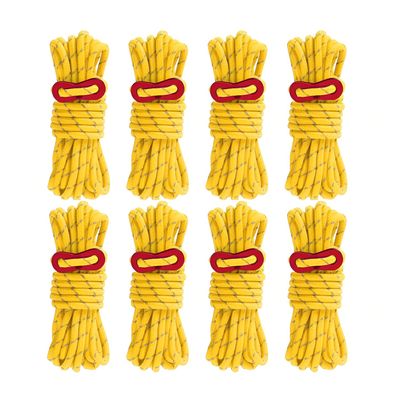 Smithok 8 Pack 4mm Guy Lines Ultralight Tent Cords with Aluminum Adjuster Tensioner Outdoor Camping Guylines Ropes for Tent Tarp,Climbing,Hiking Backpacking (Yellow)