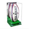 Better Display Cases Acrylic Rugby Ball Display Case Vertical with Mirror Case, Light Blue Risers, Turf Base 8" x 8" x 12" (A060/B42) view 1