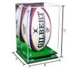 Better Display Cases Acrylic Rugby Ball Display Case Vertical with Mirror Case, Light Blue Risers, Turf Base 8" x 8" x 12" (A060/B42) view 2