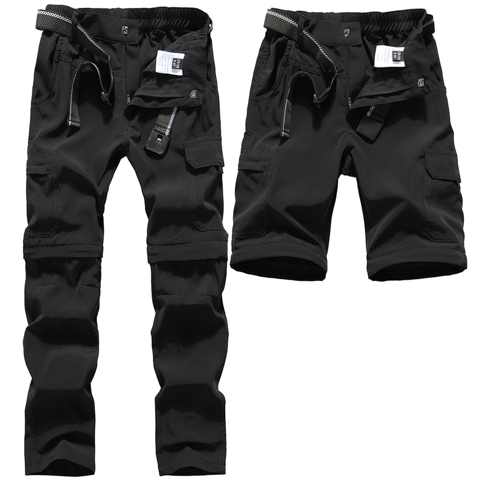 DAFENGEA Kids Hiking Cargo Pants Casual Outdoor Quick Dry Hiking Mountaineering Convertible TrousersBlack-9T
