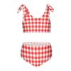 Aflyko Girls' Swimwear Gingham Plaid Red White 2-Piece Bikini Set Summer Swimsuit Holiday Bathing Suit Hawaii Beachwear Pool Water Sport Tankini Set 4T view 1