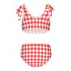 Aflyko Girls' Swimwear Gingham Plaid Red White 2-Piece Bikini Set Summer Swimsuit Holiday Bathing Suit Hawaii Beachwear Pool Water Sport Tankini Set 4T view 2