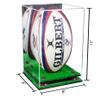 Better Display Cases Acrylic Rugby Ball Display Case Vertical with Mirror Case, Purple Risers, Turf Base 8" x 8" x 12" (A060/B42) view 2