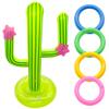 Inflatable Cactus Ring Toss Game Set with 4 Pcs Inflatable Rings - Hawaiian Pool Games Cactus for Summer Party Supplies Favors - Pool Beach Party Decoration Supplies view 2