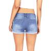 JEKE-DG Womens Mid Waist Denim Shorts Cuffed Hem Stretchy Ripped Hole Short Jeans Casual Summer Denim Jean Shorts (Small,Light Blue) view 2