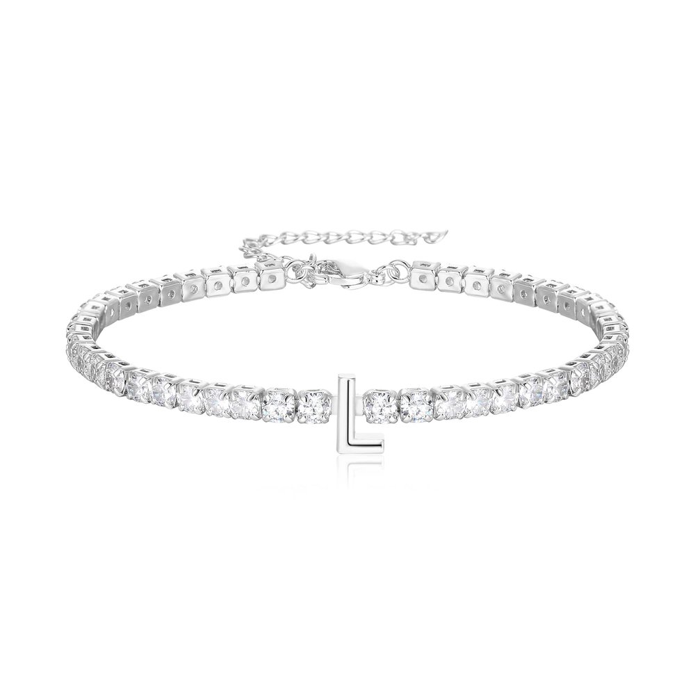 FANZE Tennis Bracelet Initial Cubic Zirconia Chain Bracelets for Women Adjustable Size 6.7-8.7 Inch Gift for Women