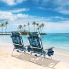 S AFSTAR Beach Chair Set of 4, Folding Camping Chairs, 5-Position Adjustable Chairs W/Ice Bag, Comfort Pillow, Cup Holder, Backpack Recline Beach Chairs for Sunbathing Fishing Travel (4, Navy Pattern) view 2