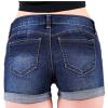 JEKE-DG Womens Mid Waist Denim Shorts Cuffed Hem Stretchy Ripped Hole Short Jeans Casual Summer Denim Jean Shorts (3X-Large,Dark Blue1) view 3