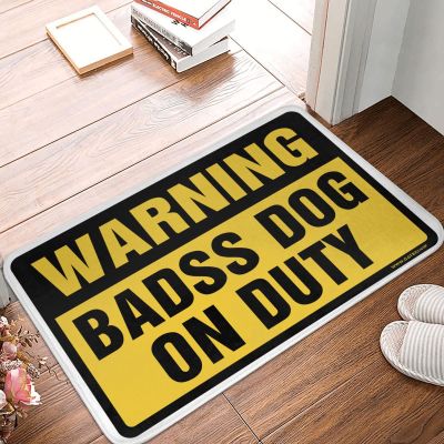 Abipuir Farm Rug Warning Badass Dog On Duty Rug Indoor Door Mat Non Slip Outdoor Fall Rug (Size : 65X90CM)