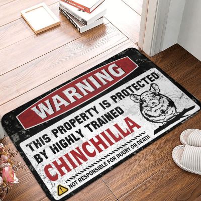 Fall Door Mat Indoor Warning This Property is Protected by A Highly Trained Chinchilla Rug Rustic Bathroom Rugs Gamers Accessories (Size : 50X80CM)