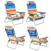 S AFSTAR Beach Chair Set of 4, Folding Camping Chairs, 5-Position Adjustable Chairs W/Ice Bag, Comfort Pillow, Cup Holder, Backpack Recline Beach Chairs for Sunbathing Fishing Travel (4, Color Strip) view 1