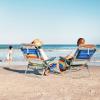 S AFSTAR Beach Chair Set of 4, Folding Camping Chairs, 5-Position Adjustable Chairs W/Ice Bag, Comfort Pillow, Cup Holder, Backpack Recline Beach Chairs for Sunbathing Fishing Travel (4, Color Strip) view 2