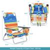 S AFSTAR Beach Chair Set of 4, Folding Camping Chairs, 5-Position Adjustable Chairs W/Ice Bag, Comfort Pillow, Cup Holder, Backpack Recline Beach Chairs for Sunbathing Fishing Travel (4, Color Strip) view 3