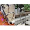 316 Stainless Steel 4 Step Pontoon Boat Ladder Folding Marine Ladder Marine Heavy Duty Telescoping Ladder with Inboard Handrail and Wider Pedals, for Boat Yacht Dock/Swim Pool/Mari view 2