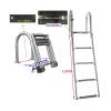 316 Stainless Steel 4 Step Pontoon Boat Ladder Folding Marine Ladder Marine Heavy Duty Telescoping Ladder with Inboard Handrail and Wider Pedals, for Boat Yacht Dock/Swim Pool/Mari view 3